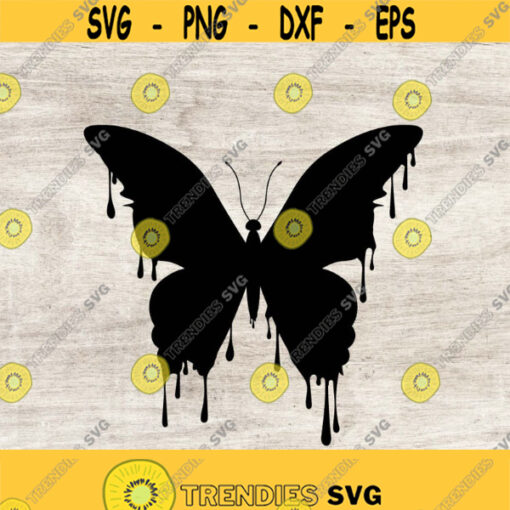 Melting butterfly Svg Dripping butterfly Svg Silhouette and Cricut Files Eps Png Svg and Jpg. Design 155