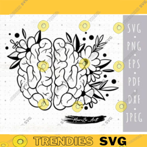 Mental Health matters SVG Floral brain Svg cricut files Mind health Svg Png clipart Anatomy svg t shirt design svg commercial license