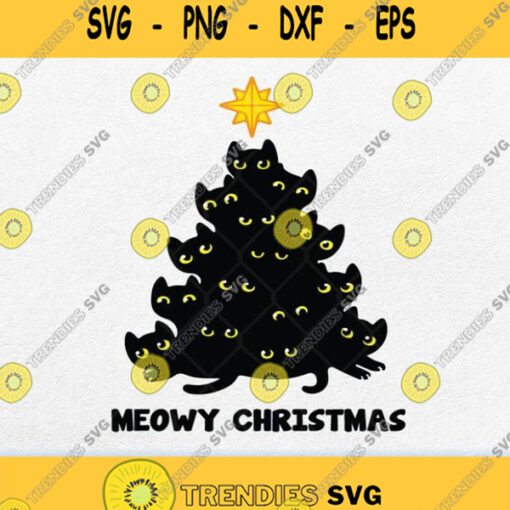 Meowy Christmas Black Cat Svg Png