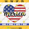 Merica Heart SVG America SVG Cut File Clip art Commercial use Instant Download Silhouette 4th of July American Flag SVG Design 1090
