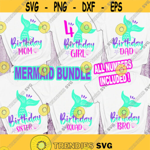 Mermaid Birthday SVG Mermaid Family Bundle SVG Mermaid Party SVG digital cut files