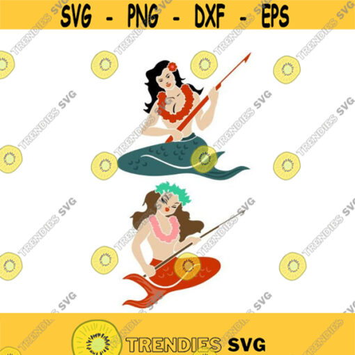 Mermaid Fishing Cuttable Design Pack SVG PNG DXF eps Designs Cameo File Silhouette Design 740