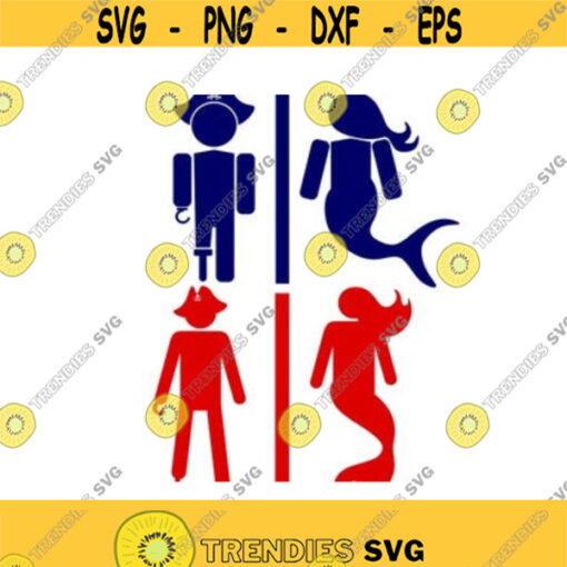 Mermaid Pirate Restroom bathroom Cuttable Design SVG PNG DXF eps Designs Cameo File Silhouette Design 22