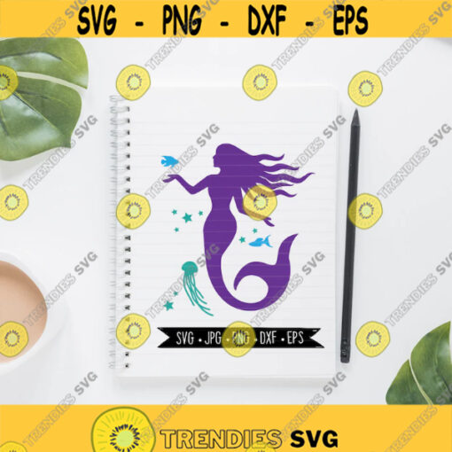 Mermaid SVG EPS PNG jpg dwg Digital Download Instant Download Digital Vector Clipart Print Design 1899