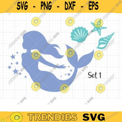 Mermaid SVG Mermaid DXF Mermaid Silhouette svg files for Cricut and Silhouette Shell Starfish Summer svg Cute Mermaid Tail svg dxf cut file copy