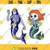 Mermaid Skeleton Cuttable Design Pack SVG PNG DXF eps Designs Cameo File Silhouette Design 773