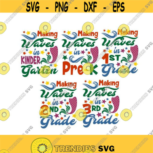Mermaid Tail School Making waves in pre k kindergarten 1st grade 2nd 3rd Cuttable Design SVG PNG DXF eps Designs Cameo File Silhouette Design 1840