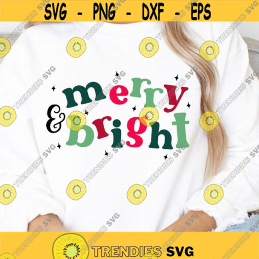 Merry Bright SVG Christmas SVG Merry Christmas SVG Retro Christmas cut files