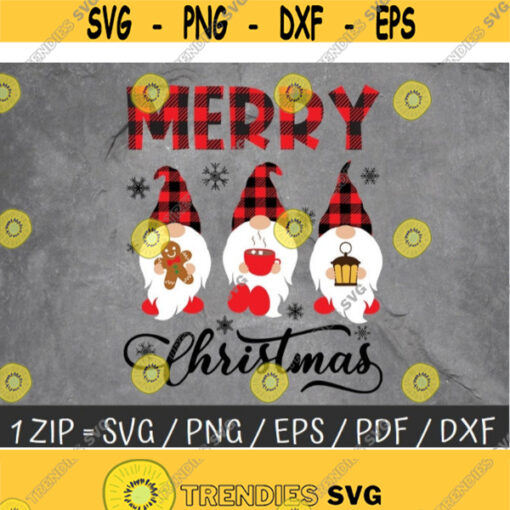 Merry Chrimas Trio Buffalo Plaid Gnomes svg Instant Download Digital T shirt Design Design 70