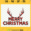 Merry Christmas Buffalo Plaid Deer Antlers SVG PNG DXF EPS Cricut 1
