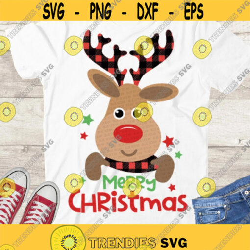 Merry Christmas Buffalo Plaid Reindeer SVG Christmas SVG Christmas Kids svg