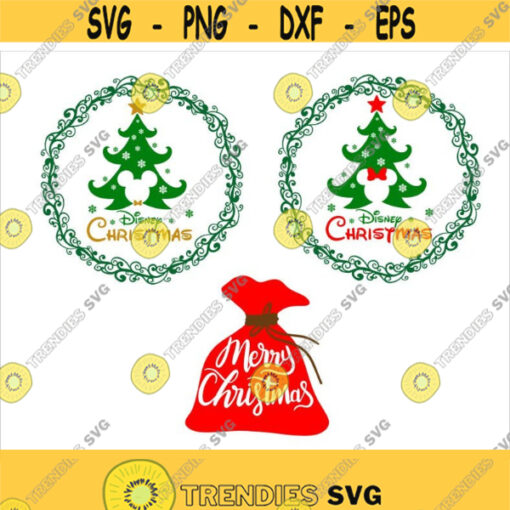 Merry Christmas Disney Christmas SVG Disneyland Tree SilhouetteWinter with Snowflakes Cut files for Svg Dxf Png Eps Design 241