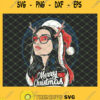 Merry Christmas Girl Reindeer Wearing Santa Hat Glasses SVG PNG DXF EPS Cricut 1