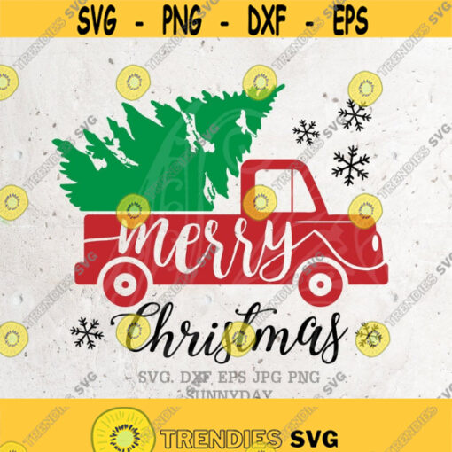 Merry Christmas SVG File DXF Silhouette Print Vinyl Cricut Cutting SVG Tshirt Design Decal Iron onFarm FreshChristmas TruckChristmas Tree Design 398