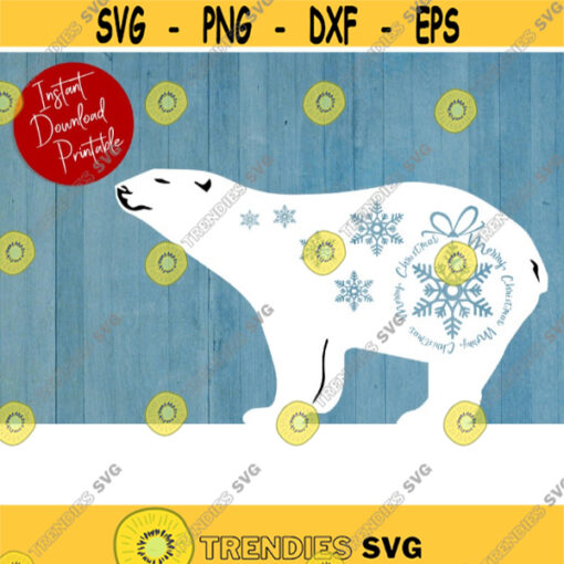Merry Christmas SVG Polar Bear SVG Christmas Sign Svg Christmas Svg Files For Cricut Christmas Cut Files Holiday Svg Bear Dxf .jpg