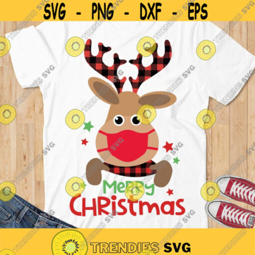 Merry Christmas SVG Reindeer SVG Reindeer Mask SVG Plaid Masked Reindeer svg