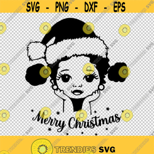 Merry Christmas Santa Baby African American Xmas Little Girl SVG PNG EPS File For Cricut Silhouette Cut Files Vector Digital File