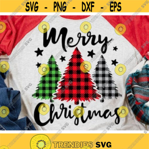 Merry Christmas Svg Buffalo Plaid Christmas Tree Svg Holiday Svg Dxf Eps Png Christmas Cut Files Winter Clipart Silhouette Cricut Design 231 .jpg