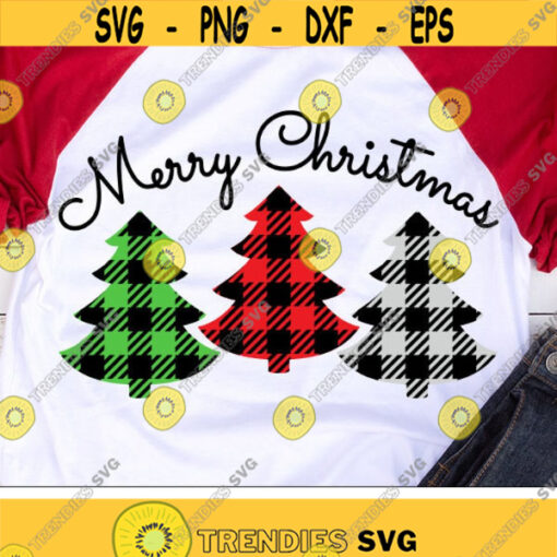 Merry Christmas Svg Buffalo Plaid Christmas Tree Svg Holiday Svg Dxf Eps Png Christmas Cut Files Xmas Clipart Winter Silhouette Cricut Design 1558 .jpg
