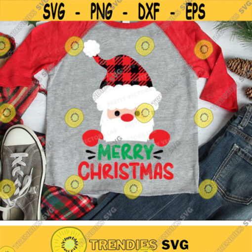 Merry Christmas Svg Buffalo Plaid Santa Svg Cute Santa Svg Dxf Eps Png Kids Cut Files Xmas Shirt Svg Baby Clipart Silhouette Cricut Design 2815 .jpg
