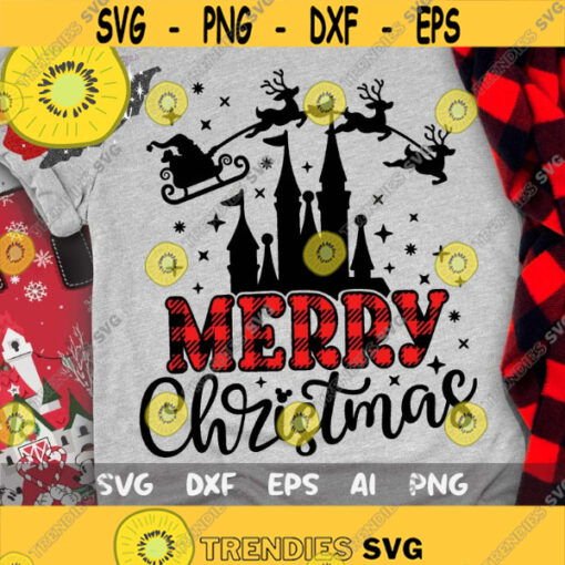 Merry Christmas Svg Christmas Svg Snowflake Svg Christmas Trip Svg Plaid Svg Magic Castle Santa Reindeers Mouse Ears Svg Dxf Png Design 460 .jpg
