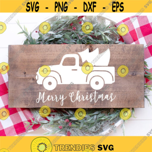 Merry Christmas Svg Christmas Truck Svg Buffalo Plaid Truck Svg Vintage Red Truck Svg Christmas Tree Svg Cut Files for Cricut Png