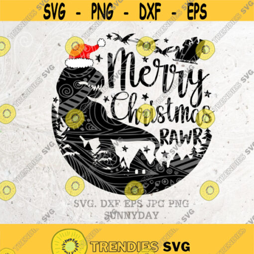 Merry Christmas SvgChristmasaurus SvgRawrSaurus Svg FileDXF Silhouette Vinyl Cricut Cutting SVG T shirtDinosaur svgRexSanta Saurus Design 201