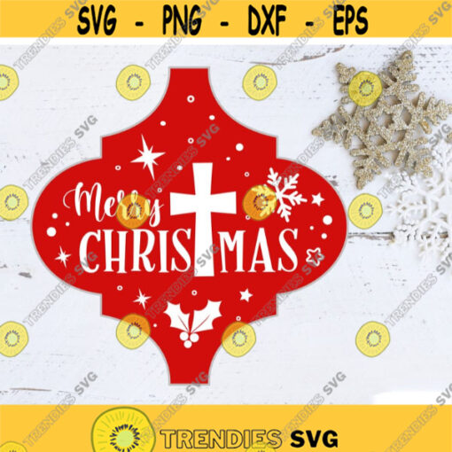 Merry Christmas Tile Ornament SVG Christian SVG Cross SVG Snowflake svg Holiday svg Arabesque Ornament Template svg Design 450.jpg