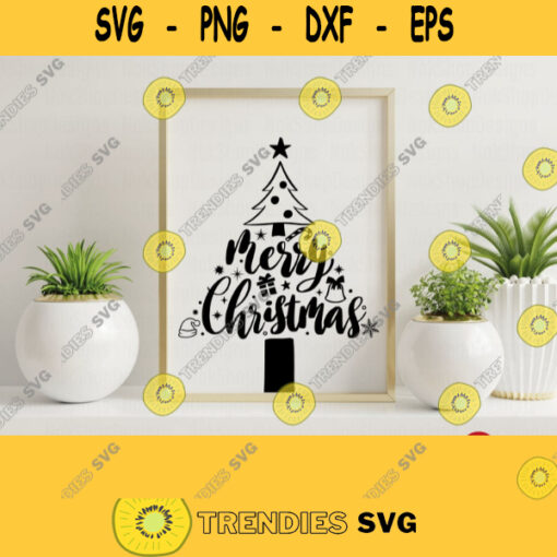 Merry Christmas Tree SVG dxf eps png for Wall art T shirt christmas tree topper christmas ornament svg Wall decor for cricut 437