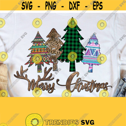 Merry Christmas Trees PNG Sublimation Design Digital Download leopard Png Western Christmas Png Southwestern Christmas trees clipart Design 482