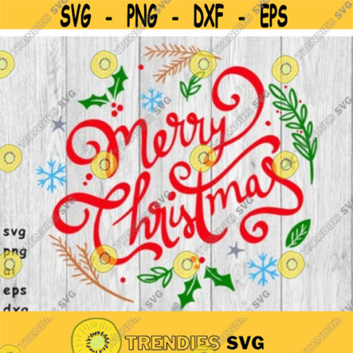 Merry Christmas Wreath 1 to 5 Colors vg png ai eps dxf files for Decals Vinyl Decals Printing T shirts Cricut cut projects Design 42