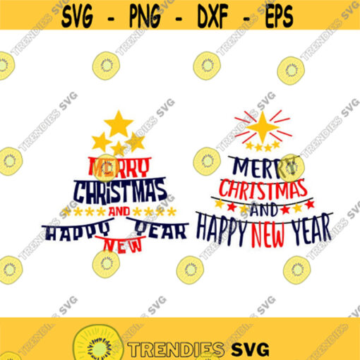 Merry Christmas and Happy New Year Tree Cuttable Design SVG PNG DXF eps Designs Cameo File Silhouette Design 921