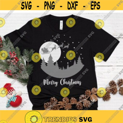Merry Christmas svg Santa svg Santa Sleigh svg Silhouette Night svg Let it Snow svg dxf Print Cut File Cricut Silhouette Clipart Design 375.jpg