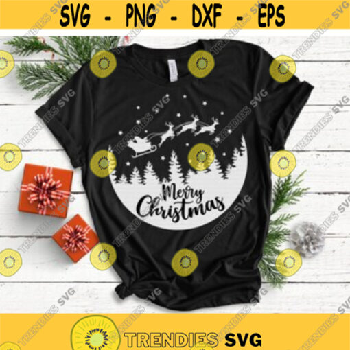 Merry Christmas svg Winter svg Christmas svg Flying Santa svg Reindeer svg Christmas Scene svg dxf png Cut File Instant Download Design 145.jpg