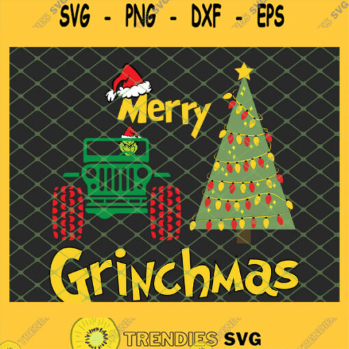 Merry Grinchmas In Jeep Christmas SVG PNG DXF EPS 1