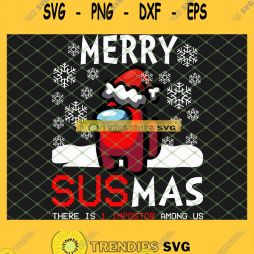 Merry Sus Mas Among Us Game SVG Santa Among Us In Snow Storm SVG PNG DXF EPS 1
