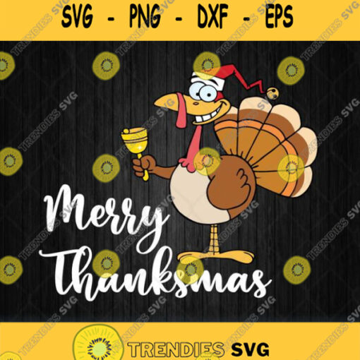 Merry Thanksmas Turkey Santa Svg Png