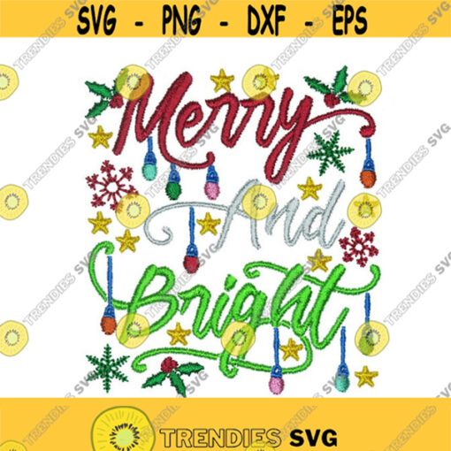 Merry and Bright Christmas Machine Embroidery INSTANT DOWNLOAD pes dst Design 834