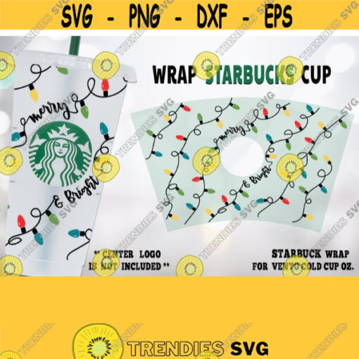 Merry and Bright Christmas lights SVG Winter Full wrap SVG for Starbucks Venti Cold Cup 24 oz. SVG file for Cricut digital download svg Design 425