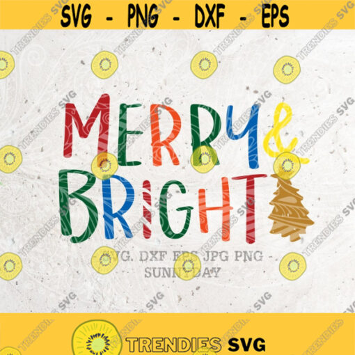 Merry and Bright SVG File DXF Silhouette Print Vinyl Cricut Cutting T shirt Design Download Christmas SVGMerry Christmas Winter Design 187