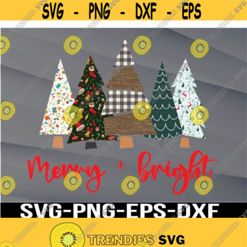 Merry and bright svg Christmas trees svg Leopard print Christmas Svg png eps dxf digital 1 Design 418