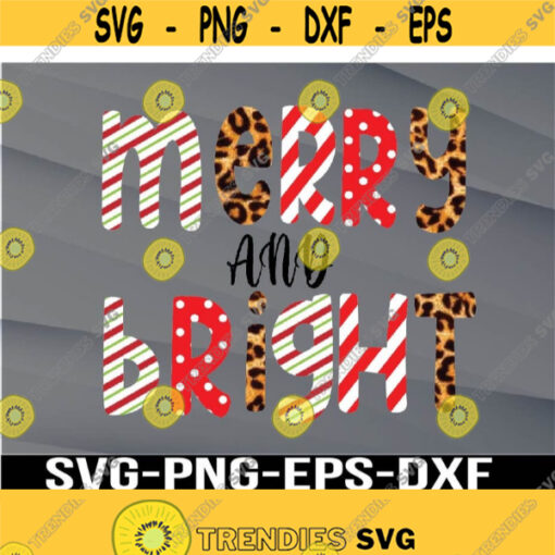 Merry and bright svg Christmas trees svg Leopard print Christmas Svg png eps dxf digital 4 Design 415