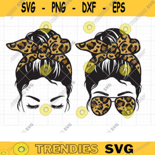Messy Bun Leopard SVG PNG Messy Bun Leopard Glasses Bow Svg Png Messy Bun Cheetah Print Svg Cut Files Png Sublimation copy