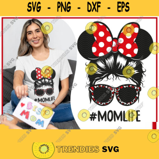 Messy Bun SVG Mom Life Hair Svg Minnie Bow svg Leopard Glasses Mom Life Svg Family life svg Gift for Wife Svg for Cricut. 217