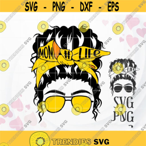 Messy Bun SVG Mom Life SVG Sublimation PNG and Cut File Hair svg Woman Face with Glasses svg for Shirt Cricut Silhouette Printable Design 335.jpg