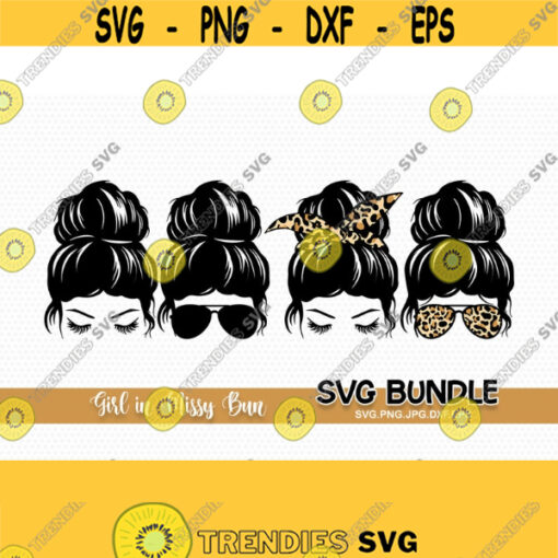Messy Bun SVG girl in messy bun svg Messy hair SVG messy hair svg cutting file for cricut and Silhouette cameo Svg Dxf Png Eps Jpg Design 442