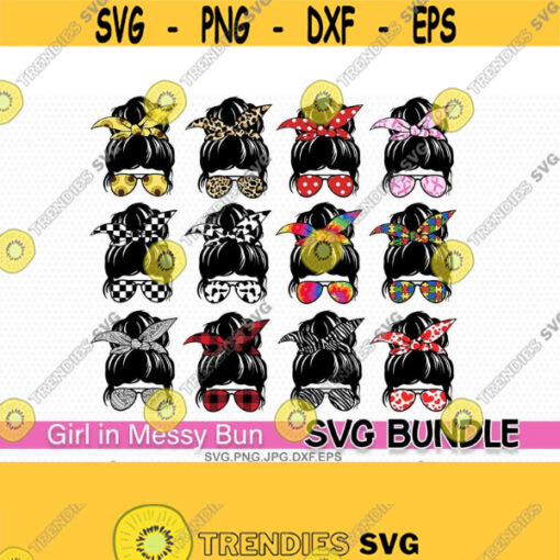 Messy Bun SVG girl in messy bun svg Messy hair SVG messy hair svg cutting file for cricut and Silhouette cameo Svg Dxf Png Eps Jpg Design 523