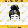 Messy Bun SVG hair bun svg Girl with lashes svg Top knot svg Hairstylist svg Girl with Bun svg Bun With Face svg Eyelashes svg