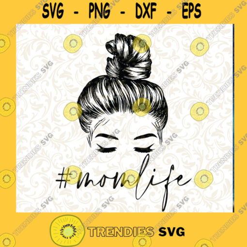 Messy Mom Bun Eyelashes Girly PNG DIGITAL DOWNLOAD for sublimation or screens Cutting Files Vectore Clip Art Download Instant