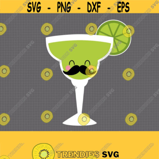 Mexican Margarita SVG. Cinco de Mayo Cut Files. Kawaii Margarita with Mustache PNG. Vector File for Cutting Machine dxf eps Instant Download Design 871